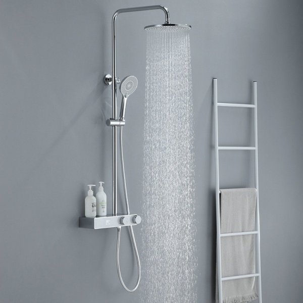 Set de dus F12A Design Modern, Cu Efect de Ploaie si Afisaj LCD, Culoare Crom - Img 12