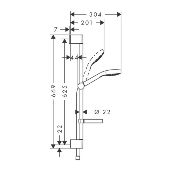 Set de dus Hansgrohe Croma Select S Vario cu bara 65 cm crom - Img 2