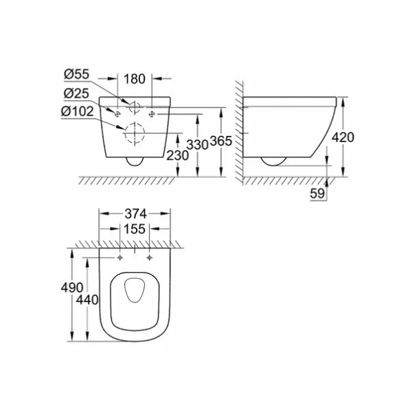Set rezervor Grohe Rapid SL cu clapeta Skate Air crom si vas wc Grohe Euro Ceramic Compact Triple Vortex capac soft close - Img 2