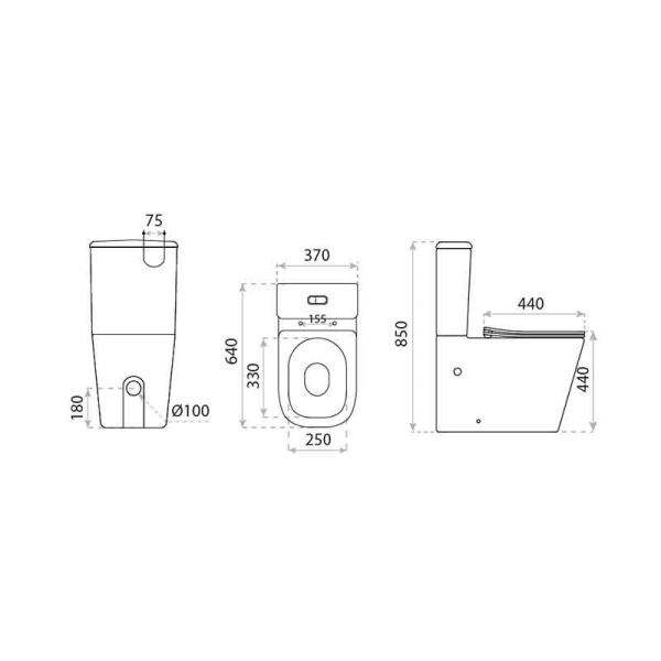 Set WC monobloc Spectrum, Terra Black, Rimless Protect, cu capac ??i rezervor, 37x64 cm, negru mat - Img 3