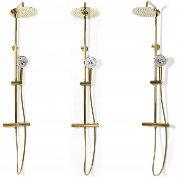 Sistem dus cu termostat REA ERA Vincent, dus tip ploaie 25x25, dus de mana, design modern, finisaj L.Gold - Img 6
