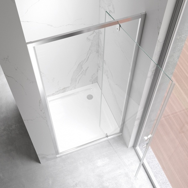 Usa de dus batanta din sticla securizata 6 mm cu rame cromate ZES-KZ18B-80, 80 x 195 cm - Img 3