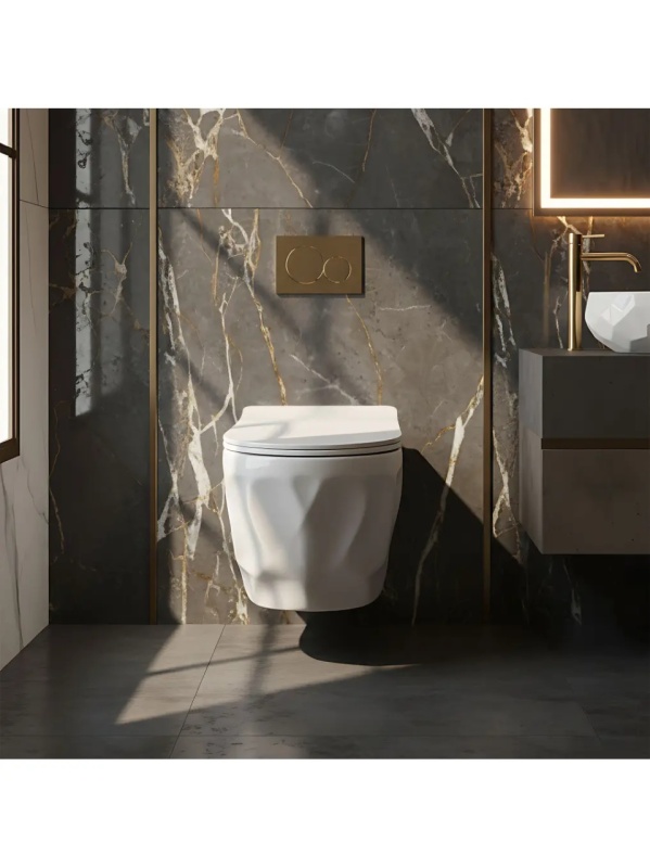 Vas de WC suspendat cu capac Gustavo Rimless alb lucios - Img 4