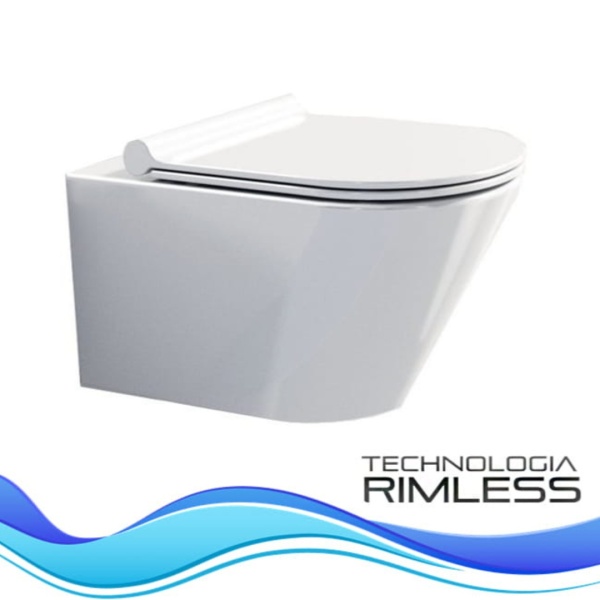 Vas WC PRO SONET SLIM Rimless, Suspendat, Ceramica, 50 x 36 x 35.5 cm, scaun duroplast soft-close, Alb - Img 2