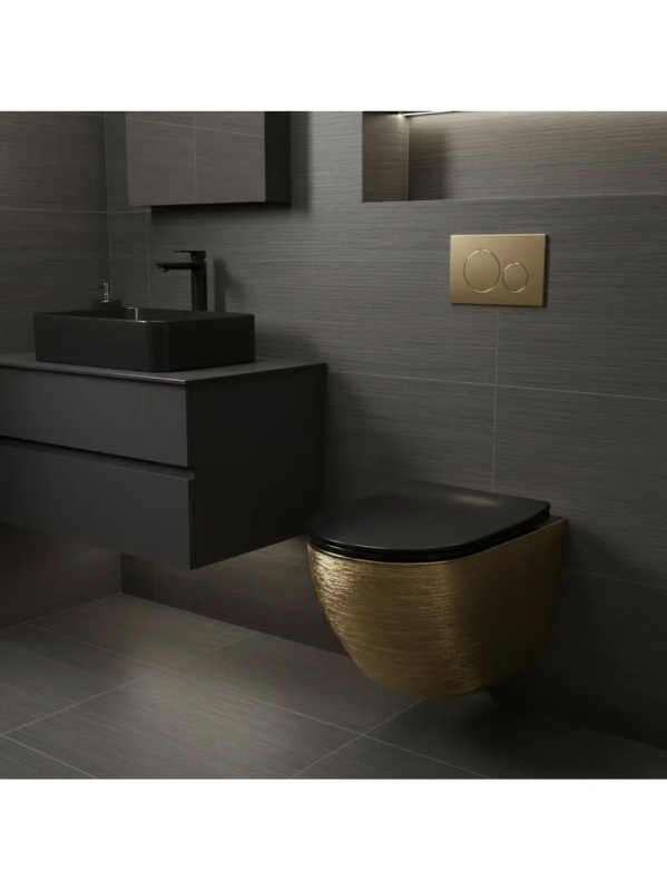 Vas WC Rea Carlo Mini Tornado Black Brush Gold - Img 6