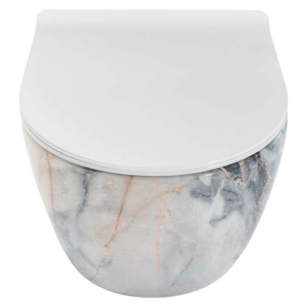 Vas WC REA CARLOS slim Rimless, Alb,lucios,suspendat, ceramica sanitara, 49 x 37 x 33 cm, imitatie marmura - Img 6