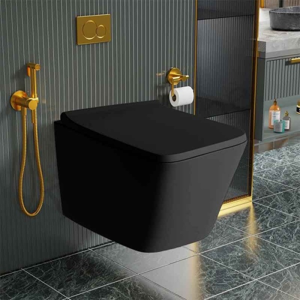 Vas WC suspendat rimless protect cu capac soft close Spectrum Lima 34 x 48.5 cm negru mat - Img 4