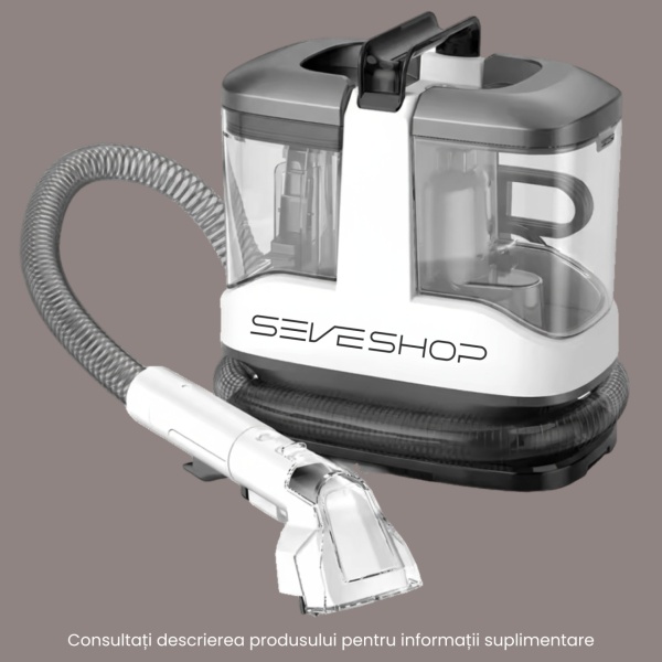 Aspirator Cu Spalare 3 In 1, SeveShop® C3, Aspirator Cu Extractie Pentru Tapiterii Si Covor, Putere 450W, Aspirator Cu Rezervor Dublu 1L + 0.5L, Putere De Aspirare 12000Pa, Motor Cu Perii, Zgomot ≤80dB, Compact, Portabil, Ideal Auto, Canapea, Gri - Img 9