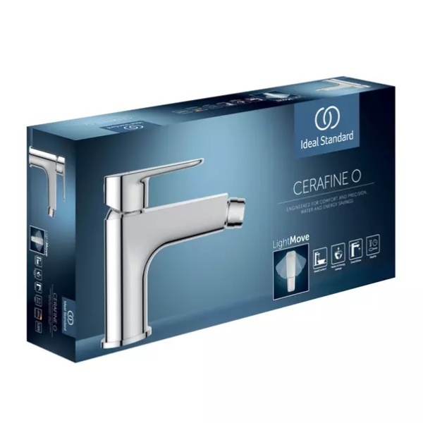 Baterie bideu Ideal Standard Cerafine O argintiu mat cu ventil Click-Clack - Img 2