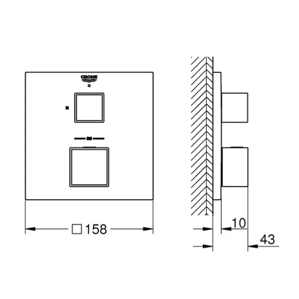 Baterie dus incastrata Grohtherm Cube termostatata crom periat Supersteel fara corp ingropat - Img 4