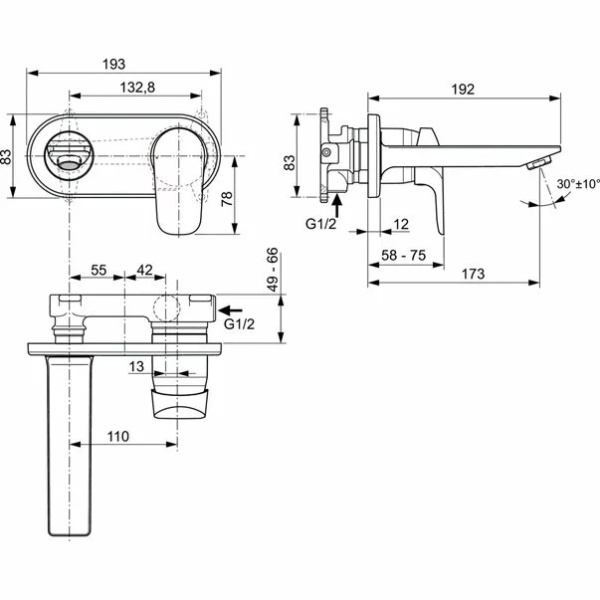 Baterie lavoar ingropata Ideal Standard Ceraflex - Img 2