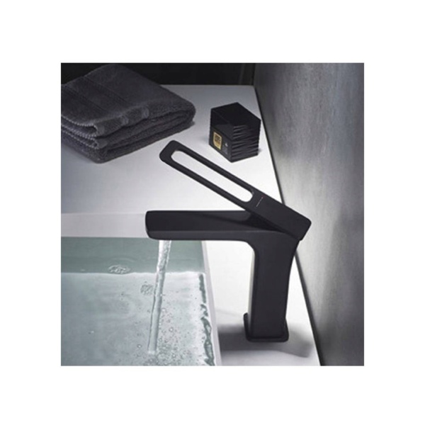Baterie lavoar PRO TREVI Low Black, Montaj pe lavoar, inaltime12 cm, finisaj Negru Mat - Img 2