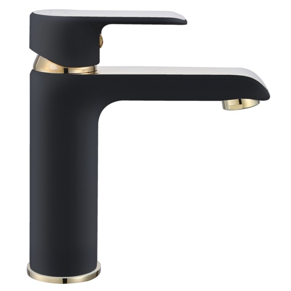 Baterie Lavoar REA BLOOM BLACK GOLD LOW, Montaj Pe Blat, Capat Fix, Inaltime 17 Cm, Finisaj Negru Mat/Auriu - Img 4