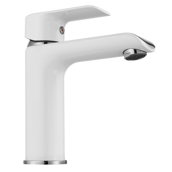 Baterie Lavoar REA BLOOM WHITE CHROM LOW, Montaj Pe Blat, Capat Fix, Inaltime 17 Cm, Finisaj Alb/Crom - Img 5