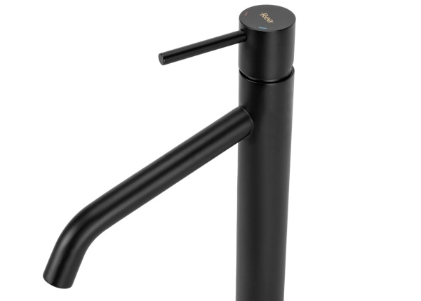 Baterie Lavoar REA LEVEL BLACK LOW, Montaj Pe Blat, Capat Fix, Monocomanda, Inaltime 21.5 Cm, Negru - Img 4