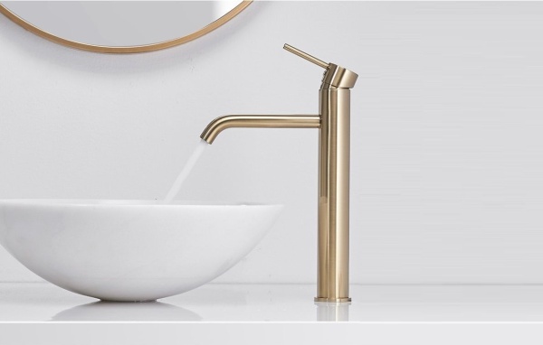 Baterie lavoar REA LUNGO L. GOLD, Inaltime 28cm, finisaj Auriu - Img 2
