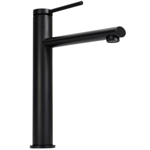 Baterie Lavoar REA OVAL BLACK HIGH, Montaj Pe Blat, Capat Fix, Monocomanda, Inaltime 27 Cm, Culoare Negru, Finisaj Mat - Img 4