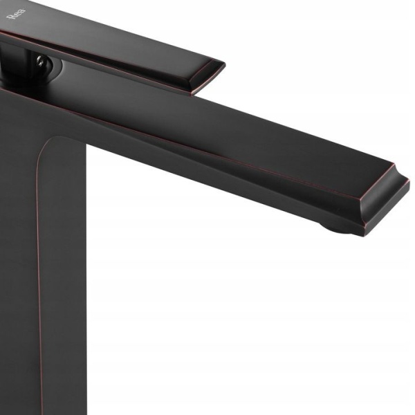 Baterie Lavoar REA ROMANO OLD BLACK LOW , Montaj Pe Blat, Capat Fix, Inaltime 16 Cm, Finisaj Negru Mat - Img 3