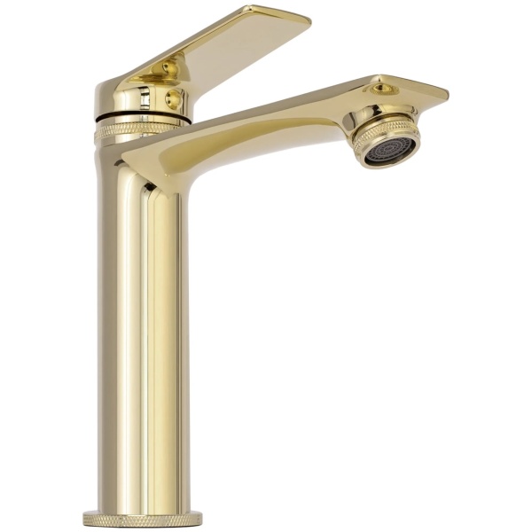 Baterie Lavoar REA VIRAL GOLD LOW, Montaj Pe Blat, Capat Fix, Monocomanda, Inaltime 18 Cm, Auriu - Img 5