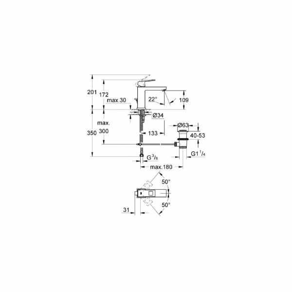 Baterie pentru lavoar GROHE EuroCube M, Culoare Crom Lucios - Img 3