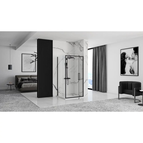 Cabina de dus cu usa pivotanta Rea Rapid Swing 70x80, Negru - Img 3
