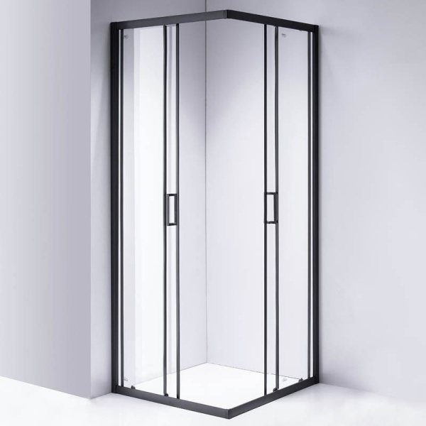Cabina de dus din sticla securizata cu rame negre si cadita neagra BL30B-ST02B 90x90 cm - Img 5