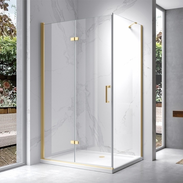 Cabina de dus dreptunghiulara din sticla securizata cu rame aurii KZ20E 110 x 80 cm - Img 2
