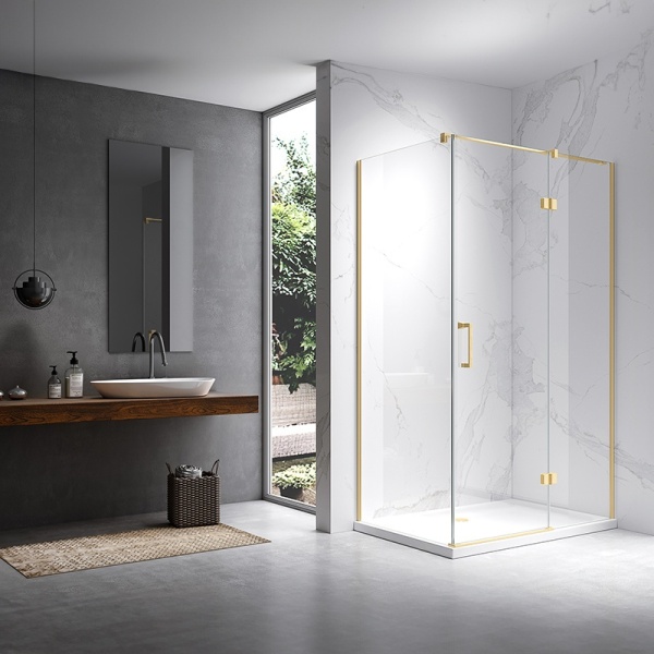 Cabina de dus Dreptunghiulara KZ03C, Dimensiune 120x90cm, Culoare Auriu Periat - Img 3