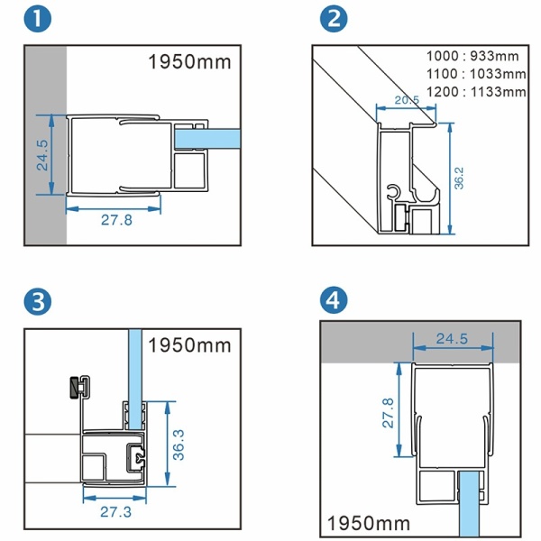 Cabina de dus dreptunghiulara KZ103, Dimensiune 90x80cm, Culoare Auriu Periat - Img 3