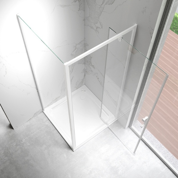 Cabina de dus KZ04C, Patrata, Dimensiune 90x90cm, Design Modern, Culoare Alb - Img 5
