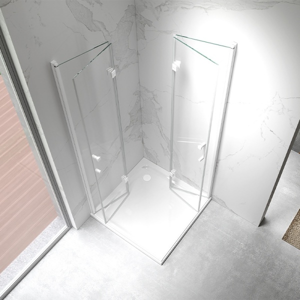 Cabina de dus KZ08C Patrata, Dimensiune 90x90cm, Usi Pliabile, Culoare Alb - Img 5