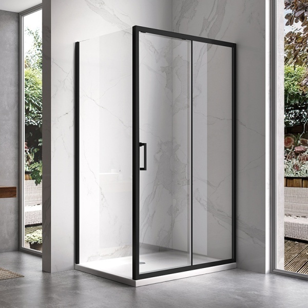 Cabina de dus KZ104A Dreptunghiulara, Dimensiune 100x90cm, Design Modern, Culoare Negru - Img 5