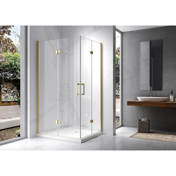 Cabina de dus KZ12B Dreptunghiulara, Design Modern 100x80cm, Culoare Auriu - Img 5