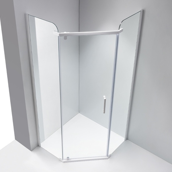 Cabina de dus KZ91A Pentagonala, Design Modern 80x80cm, Culoare Alb - Img 5