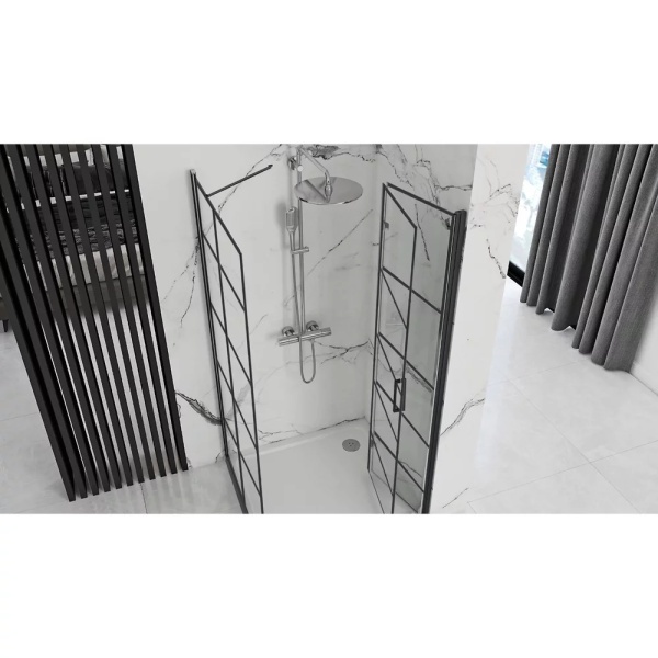 Cabina de dus patrata cu Usa Pliabila Rea Molier 80x80, Negru - Img 2