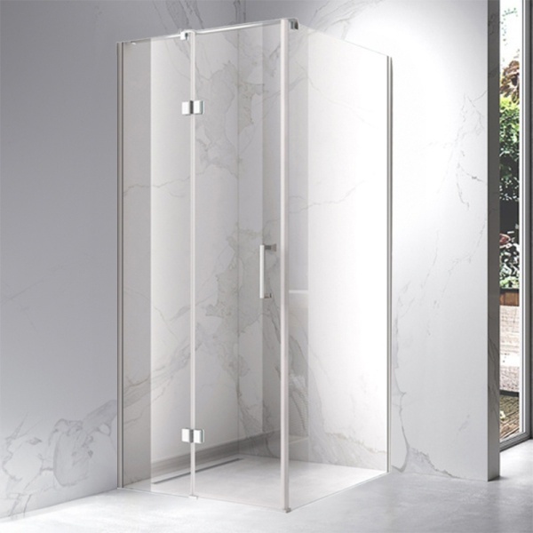 Cabina de dus patrata din sticla securizata si rame cromate cu cadita de dus neagra KZ01B/ST02A-BL 80 x 80 cm - Img 2