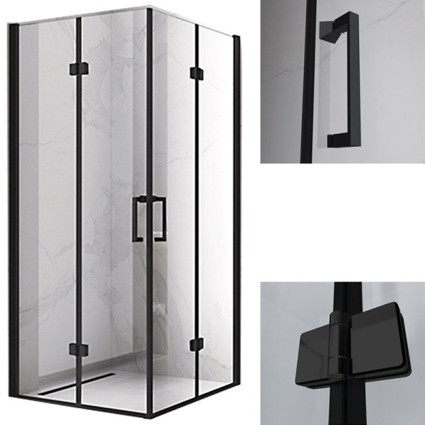 Cabina de dus patrata KZ08B, Dimensiune 90x90cm , Culoare Negru - Img 3