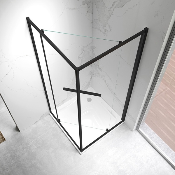 Cabina de dus Patrata KZ16A, Dimensiune 80x80cm, Culoare Negru - Img 3