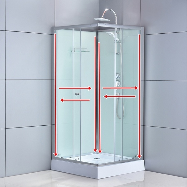 Cabina de dus patrata WSH308 ,cu cadita de dus 90x90 cm , Culoare Crom - Img 3