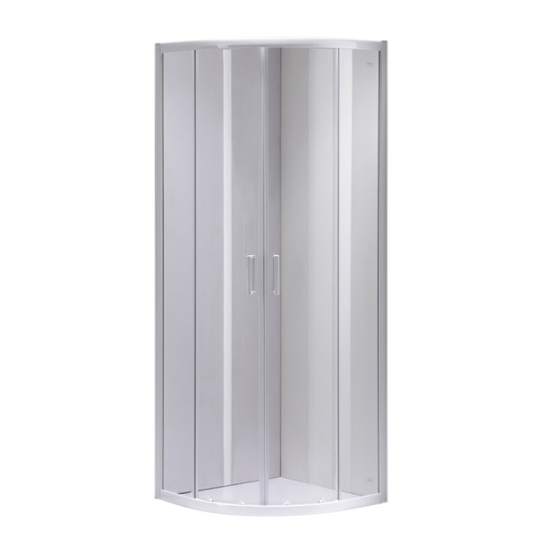 Cabina de dus semicirculara cu montaj pe colt din sticla securizata cu cadita alba KZ94C-ST01C 100 x 100cm - Img 2