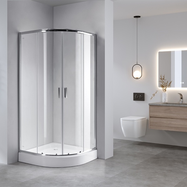 Cabina de dus Semirotunda KZ94D, Dimensiune 70x70cm, Culoare Crom - Img 3