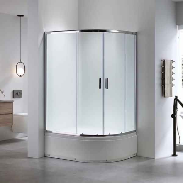 Cabina de dus semirotunda montaj dreapta din sticla securizata mata si rame cromate Maja 115 x 85 mm - Img 2