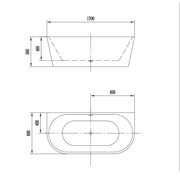 Cad?? freestanding Florida, Beatrice Slim , semi-oval??, cu instala??ie complet??, culaore alb, dimensiune 170x80cm - Img 4