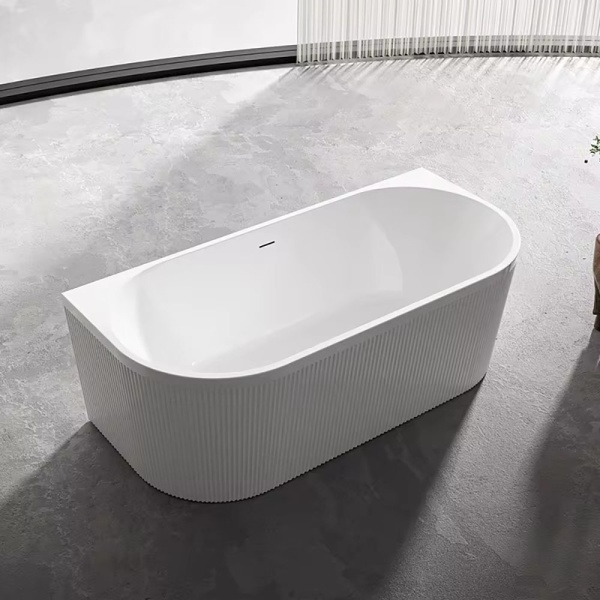Cada de baie 170x80x58cm, Textura Eleganta si Linii Fine, Montaj pe Perete , Culoare Alb - Img 2