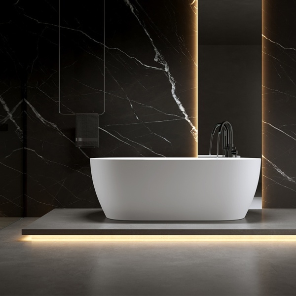 Cada de baie Cesana 518B 160x75cm, Culoare Alb , Deversor Negru - Img 6