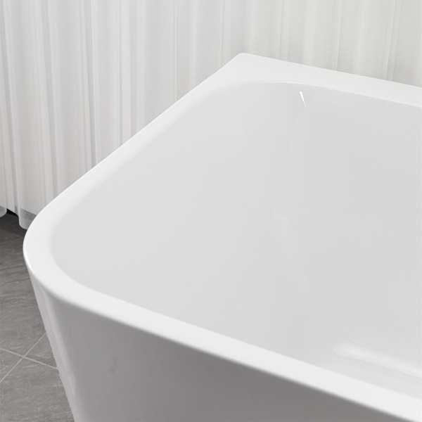 Cada De Baie De Sine Statatoare , Design Modern 150x75x58cm, Culoare Alb - Img 4