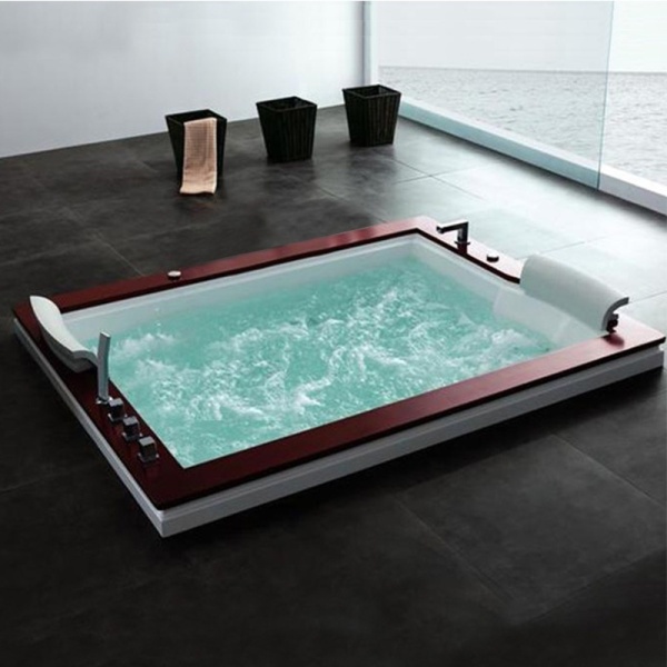 Cada de baie DIABLO 666 Cu Hidromasaj 180x150cm, Culoare Alb/Rosu - Img 3