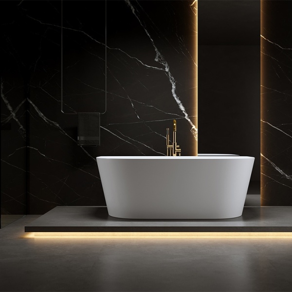 Cada de baie LENA 527B, Dimensiune 150x75cm , Culoare Alb, Deversor Auriu - Img 2