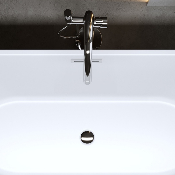 Cada de baie Lisbona 502A, Dimensiune 150x75cm, Culoare Alb, Deversor Crom - Img 2