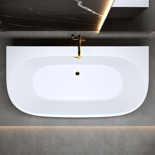 Cada de baie NORA 526B, Dimensiune 150x80cm, Culoare Alb, Deversor Auriu - Img 5
